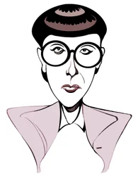 Edith Head costumière américaine (1907 - 1981), caricature avec lunettes
